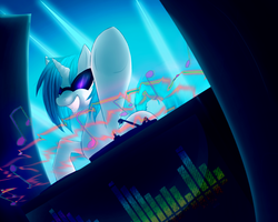 Size: 1500x1200 | Tagged: safe, artist:neko-luvz, dj pon-3, vinyl scratch, g4, turntable