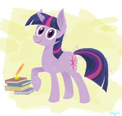 Size: 1965x1859 | Tagged: safe, artist:graystripe64, twilight sparkle, pony, g4, book, female, quill, solo