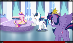 Size: 1422x845 | Tagged: safe, artist:matty4z, princess cadance, shining armor, twilight sparkle, alicorn, pony, g4, fake, female, foal, mare, seems legit, twilight sparkle (alicorn), youtube