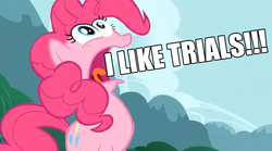 Size: 1278x709 | Tagged: safe, pinkie pie, g4, hat films, image macro, trials evolution