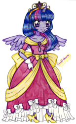 Size: 600x973 | Tagged: safe, artist:suusj-chan, twilight sparkle, human, g4, female, horn, horned humanization, humanized, pony coloring, solo, traditional art, twilight sparkle (alicorn), winged humanization