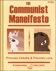 Size: 326x415 | Tagged: safe, artist:t-3000, princess celestia, princess luna, g4, book cover, communism