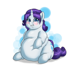Size: 894x894 | Tagged: safe, artist:rexyer1, rarity, pony, unicorn, g4, belly, big belly, blushing, chubby cheeks, double chin, embarrassed, fat, female, mare, obese, raritubby, rolls of fat, solo