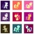 Size: 466x466 | Tagged: safe, artist:steveholt, part of a set, apple bloom, applejack, bon bon, doctor whooves, fluttershy, lyra heartstrings, rarity, scootaloo, sweetie belle, sweetie drops, time turner, earth pony, pegasus, pony, g4, blank flank, bow, cowboy hat, cutie mark, cutie mark crusaders, female, filly, foal, hair bow, hat, hooves, lineless, male, mare, minimalist, necktie, open mouth, raised hoof, stallion, weapon, wings