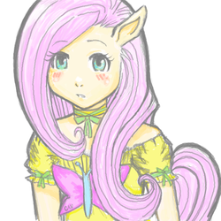 Size: 600x600 | Tagged: safe, artist:chibikyo7, fluttershy, anthro, g4, ambiguous facial structure, female, solo