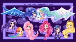 Size: 1366x768 | Tagged: safe, artist:moon-valkyrie, applejack, fluttershy, pinkie pie, princess celestia, princess luna, rainbow dash, rarity, twilight sparkle, human, g4, humanized, mane six