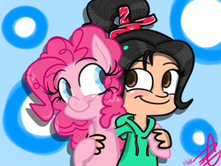 Size: 800x600 | Tagged: safe, artist:palenarrator, pinkie pie, g4, crossover, sugar rush, vanellope von schweetz, wreck-it ralph