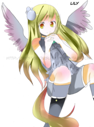 Size: 700x940 | Tagged: safe, artist:angelily-tan, derpy hooves, human, g4, female, humanized, solo, tailed humanization, winged humanization