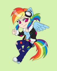 Size: 1839x2312 | Tagged: safe, artist:apocalypsepuppy, rainbow dash, human, g4, chibi, converse, eared humanization, female, humanized, shoes, solo, tailed humanization, winged humanization