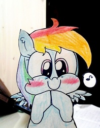 Size: 535x680 | Tagged: safe, artist:danadyu, rainbow dash, g4, jumped-out-pinkieanswers, paper child