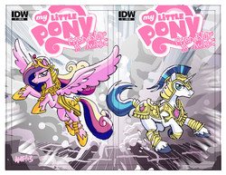 Size: 800x618 | Tagged: safe, idw, official comic, princess cadance, shining armor, g4, official, armor, comic, cover
