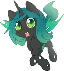 Size: 619x688 | Tagged: dead source, safe, artist:vella, queen chrysalis, changeling, changeling queen, nymph, g4, female