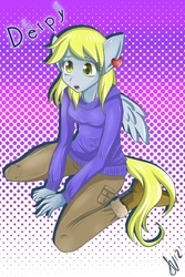 Size: 1000x1500 | Tagged: safe, artist:namioki, derpy hooves, anthro, g4, ambiguous facial structure, female, solo