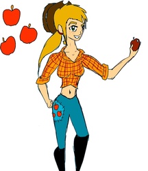 Size: 931x1080 | Tagged: safe, artist:angie-werewolf, applejack, human, g4, humanized, skinny, thin