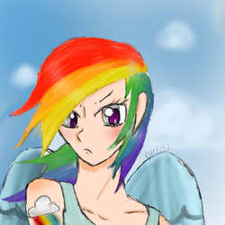 Size: 512x512 | Tagged: safe, artist:blackgirlanimefan152, rainbow dash, human, g4, humanized, winged humanization