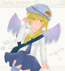 Size: 1200x1300 | Tagged: safe, artist:dreamysweetchocolat, derpy hooves, human, g4, humanized, winged humanization