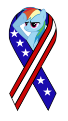 Size: 4320x7680 | Tagged: safe, artist:techrainbow, rainbow dash, pegasus, pony, g4, absurd resolution, female, mare, patriotic, rainbow dash salutes, ribbon, salute, simple background, solo, transparent background, united states