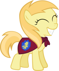 Size: 4000x4823 | Tagged: safe, artist:lumorn, noi, earth pony, pony, g4, cape, clothes, cmc cape, cutie mark crusaders, filly, grin, happy, simple background, smiling, transparent background, vector