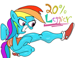 Size: 1600x1200 | Tagged: safe, artist:blammy, rainbow dash, anthro, g4, female, glare, gritted teeth, kicking, simple background, solo, wat, white background