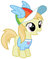 Size: 4017x5000 | Tagged: safe, artist:midnight--blitz, noi, earth pony, pony, g4, absurd resolution, clothes, fangirl, female, filly, grin, happy, hat, heart, shirt, simple background, smiling, solo, t-shirt, transparent background, vector, wings