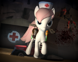 Size: 1280x1024 | Tagged: safe, artist:d0ntst0pme, nurse redheart, g4, 3d, engineer, gmod, sniper