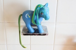 Size: 500x333 | Tagged: safe, nachtlicht, pony, g1, irl, photo, soap, soap on toy, solo, toy