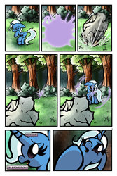 Size: 1024x1536 | Tagged: safe, artist:bronycurious, trixie, pony, unicorn, comic:recovery, g4, comic, female, magic, mare, rock, solo, teleportation