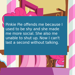 Size: 500x500 | Tagged: safe, screencap, pinkie pie, offensive ponies, baby cakes, g4, meta, text