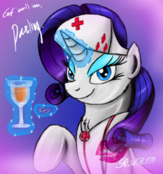 Size: 750x800 | Tagged: safe, artist:jamescorck, rarity, pony, g4, nurse, pills, solo