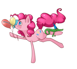 Size: 1439x1278 | Tagged: safe, artist:tomat-in-cup, gummy, pinkie pie, earth pony, pony, g4, balloon, duo, female, hat, mare, party hat, party horn, simple background, transparent background