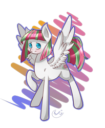 Size: 1377x1681 | Tagged: safe, artist:tomat-in-cup, blossomforth, pegasus, pony, g4, female, mare, raised hoof, simple background, smiling, solo, transparent background