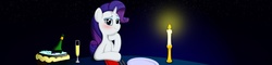 Size: 1922x465 | Tagged: safe, artist:whirring gears, rarity, g4, candle, dinner, looking at you, romantic