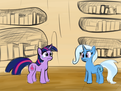 Size: 1600x1200 | Tagged: safe, artist:supermeatbrony, trixie, twilight sparkle, g4, sweat