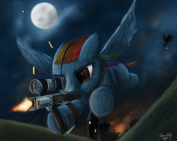 Size: 1280x1024 | Tagged: safe, artist:turbopower1000, rainbow dash, pegasus, pony, g4, crying, female, gun, mare, weapon