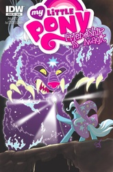 Size: 1197x1814 | Tagged: safe, idw, official comic, trixie, balrog, bear, pony, unicorn, ursa, ursa major, g4, official, comic, cover, female, lord of the rings, mare, parody, you shall not pass