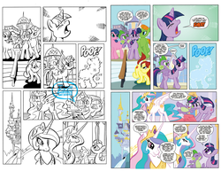 Size: 1422x1100 | Tagged: safe, artist:thom zahler, idw, official comic, princess celestia, spike, twilight sparkle, pony, g4, micro-series #1, my little pony micro-series, unnamed character, unnamed pony
