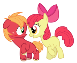 Size: 1380x1132 | Tagged: safe, artist:joultxtrix, apple bloom, big macintosh, earth pony, pony, g4, age regression, blushing, colt, male, simple background, stallion, transparent background, vector