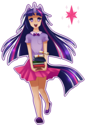 Size: 2000x2870 | Tagged: safe, artist:nanidani, twilight sparkle, human, g4, eared humanization, female, horn, horned humanization, humanized, solo, tailed humanization