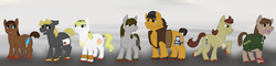 Size: 900x216 | Tagged: safe, artist:jekal, earth pony, pony, alex shepherd, harry mason, heather mason, james sunderland, konami, male, murphy pendleton, ponified, silent hill, stallion, travis grady, unshorn fetlocks