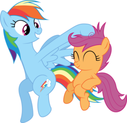 Size: 8978x8732 | Tagged: safe, artist:deadparrot22, rainbow dash, scootaloo, pegasus, pony, g4, absurd resolution, duo, duo female, eyes closed, female, filly, foal, mare, noogie, siblings, simple background, sisters, smiling, transparent background, vector