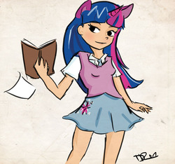 Size: 1000x935 | Tagged: safe, artist:ling123huhu, twilight sparkle, human, g4, eared humanization, female, horn, horned humanization, humanized, solo