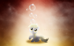 Size: 1920x1200 | Tagged: safe, artist:vexx3, derpy hooves, g4, blank flank, bubble, filly, underp, wallpaper