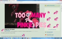 Size: 1440x900 | Tagged: safe, edit, edited screencap, screencap, pinkie pie, g4, too many pinkie pies, deviantart, edited out porn links