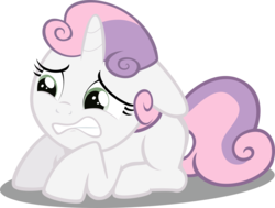 Size: 5893x4445 | Tagged: safe, artist:reginault, sweetie belle, pony, unicorn, g4, sisterhooves social, absurd resolution, cringing, female, filly, floppy ears, scared, simple background, solo, transparent background, vector