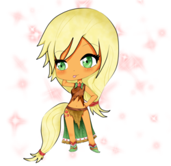 Size: 2550x2467 | Tagged: safe, artist:sumima, applejack, earth pony, anthro, g4, ambiguous facial structure, chibi, female, solo, tongue out