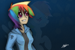 Size: 584x394 | Tagged: safe, artist:finalcrusader, rainbow dash, human, g4, female, humanized, solo