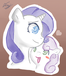 Size: 450x520 | Tagged: safe, artist:finalcrusader, rarity, sweetie belle, g4, female, filly, foal, mare, siblings, sisters