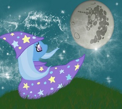 Size: 1350x1200 | Tagged: safe, artist:nekoyas, trixie, pony, unicorn, g4, female, mare, moon, solo