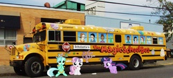 Size: 3000x1356 | Tagged: safe, edit, lyra heartstrings, sweetie belle, twilight sparkle, pony, unicorn, g4, arnold perlstein, bus, carlos ramón, dorothy ann hudson, female, filly, filly twilight sparkle, keesha franklin, liz ard, magic school bus, phoebe terese, ponies in real life, ralphie tennelli, scholastic, school bus, tim wright, unicorn twilight, wanda li, younger