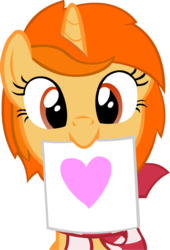 Size: 738x1083 | Tagged: safe, artist:mellowbloom, oc, oc only, oc:mellowbloom, pony, unicorn, clothes, exploitable, heart, scarf, sign, solo